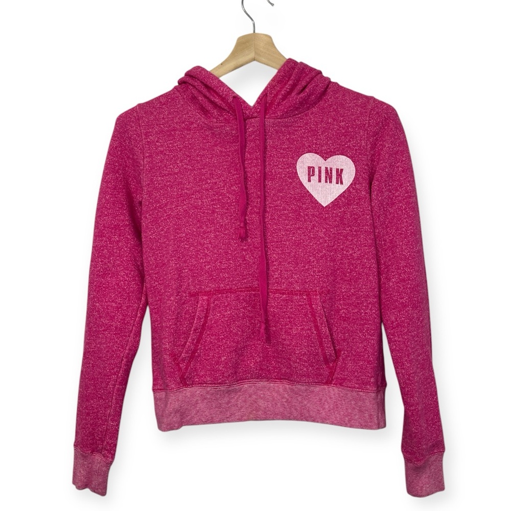 Victorias Secret Pink Hoodie with White Heart Logo Size Extra Small XS
